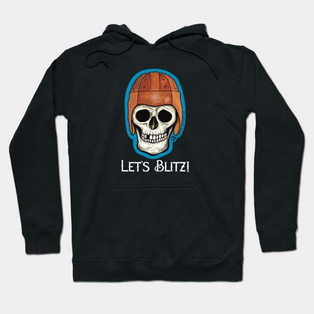 Old School Football Skull Hoodie by Art from the Blue Room